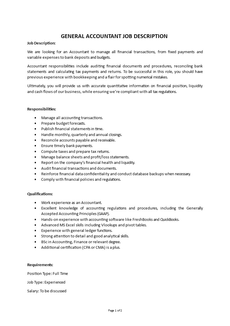 general accountant job description