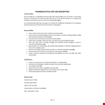 Pharmaceutical Sales Rep Job Description example document template