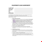 Leasing Agreement For Equipment example document template