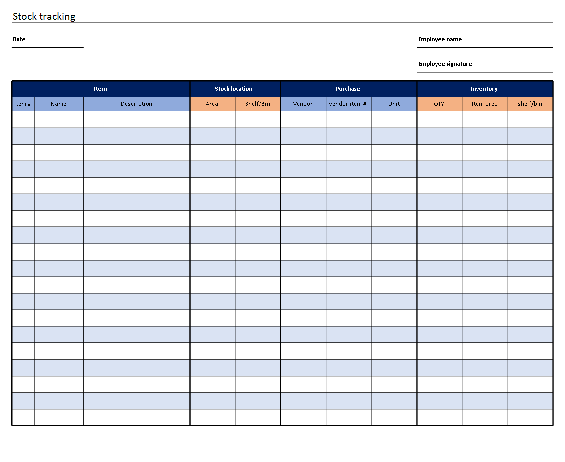 stock tracking template