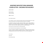 Assistant Architectural Manager cover letter example document template