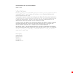 Personal Assistant Recommendation Letter example document template