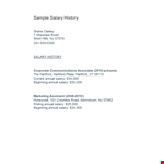 Salary History Template - Track Your Annual Salary History in Hartford example document template 