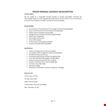 Personal Assistant Job Description example document template