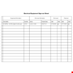Electrical Equipment Log Template example document template