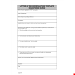 Nurse-Level Applicant: Letter of Recommendation Tips example document template
