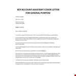 Key Account Assistant cover letter example document template