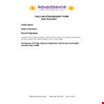 Submit Your Vacation Request Form: Request Time Off for Yourself and Your Child - Dates Included example document template