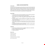 Animal Care Technician Job Description example document template