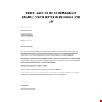 Credit And Collection Manager cover letter example document template