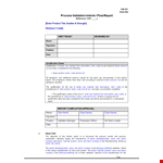 Process Validation Report | Batch Number & Process Validation example document template