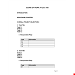 Party's Responsibility and Deliverables - Scope of Work Template example document template
