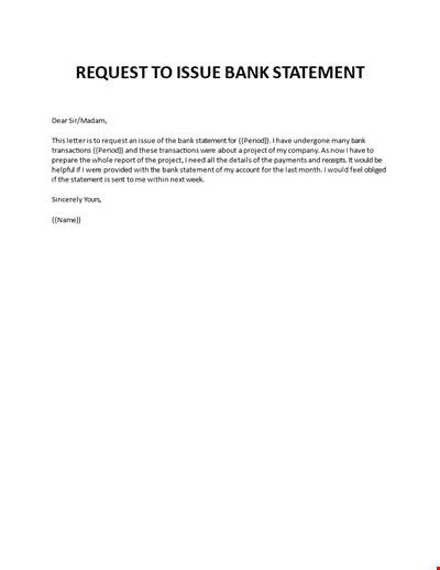 Application for issuance of bank statement