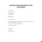 Meeting Acknowledgement Letter example document template