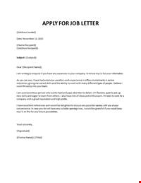 Cover letter with experience