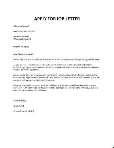 Cover letter with experience