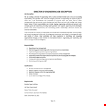 Director Of Engineering Job Description example document template
