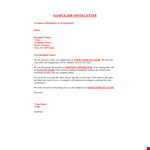 Company Offer Letter Format Pdf example document template 
