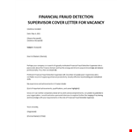 Financial Fraud Detection Supervisor cover letter example document template