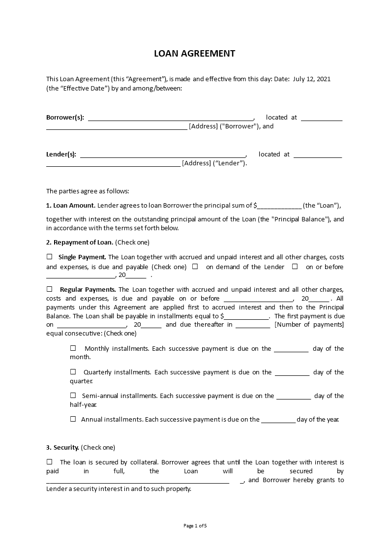 loan agreement template Main Image loan agreement template