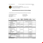Sample Estimated International Conference Budget example document template