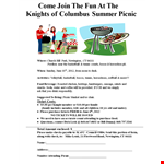 Picnic Flyer Template - Fun-filled Tennis, Basketball, and Bocce Picnic in Newington example document template