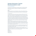 Letter Of Recommendation For Elementary Teacher example document template