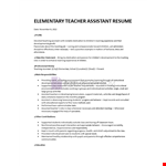 Elementary Teacher Assistant Resume example document template