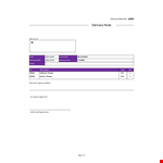 Delivery Note Receipt example document template