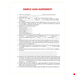 Easy-to-Use Loan Agreement Template for Borrower & Lender example document template