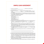 Easy-to-Use Loan Agreement Template for Borrower & Lender example document template 