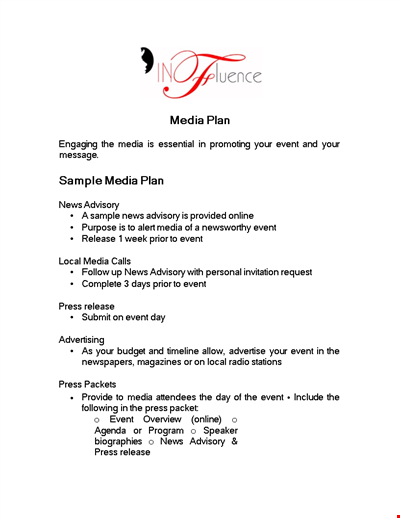 Sample Media | Event Press Advisory | Media Templates