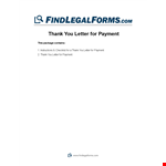 Thank You Letter Format for Payment: Instructions on How a Payment Should be Done example document template