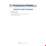 Thank You Letter Format for Payment: Instructions on How a Payment Should be Done example document template 