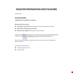 Disaster Preparation Sheet Blizzard example document template