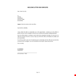 Welcome Letter New Employee example document template