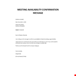 Meeting availability confirmation message example document template