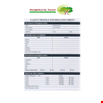 Client Profile Information Sheet Template example document template 