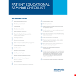 Patient Educational Seminar Checklist example document template 