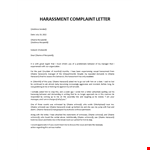 Harassment Complaint Letter example document template