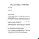 Harassment Complaint Letter example document template 
