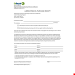 Purchase Receipt for Lubricating | California State | Recycling Options example document template 