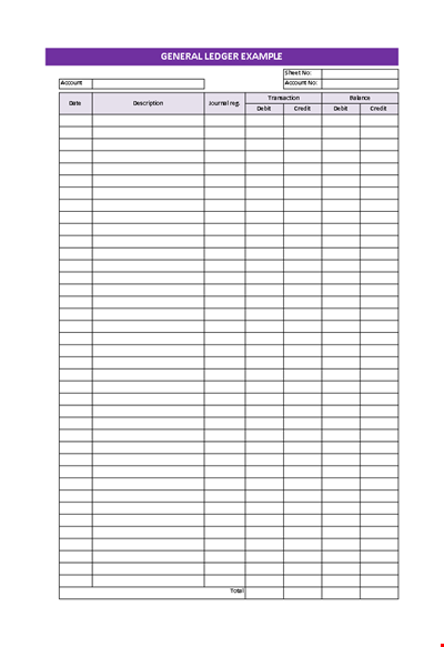 General Ledger Excel Template