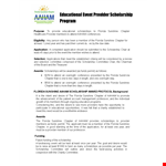 Educational Event Provider Scholarship Program example document template 