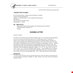 Sample Sales Staff Warning Letter example document template