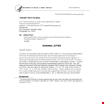 Sample Sales Staff Warning Letter example document template 