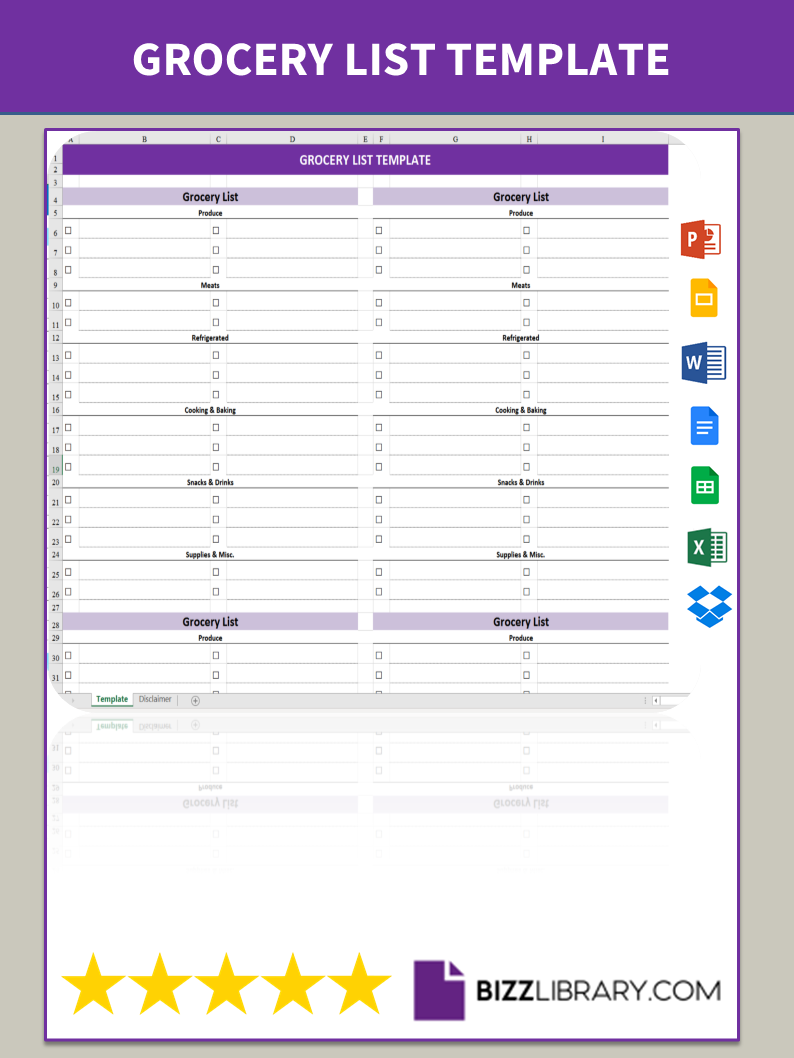 grocery list template Main Image grocery list template template
