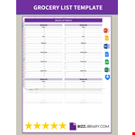Grocery list template example document template