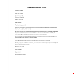 Complaint Response letter example document template 