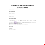 Elementary Teacher Resignation Letter Example example document template